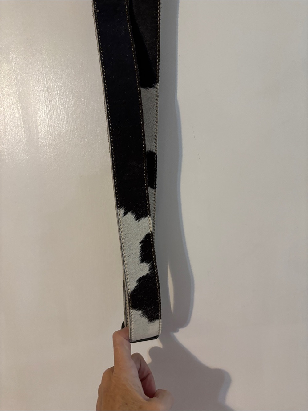 Myra Bag Black & White Cowhide Crossbody Strap with Brass Accents - Picture 8 of 8
